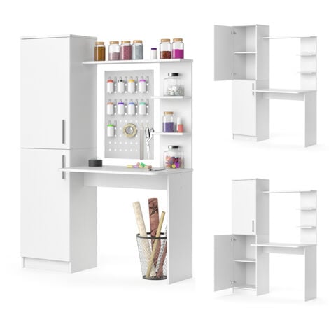 Scrivania con ripiani Tessa, Bianco, 122.9 x 52 cm, Vicco