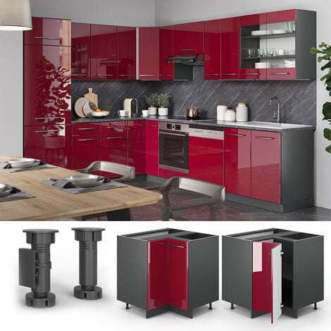 Cucina angolare „Fame-Line“ 87cm Bordeaux Lucido/Bianco Vicco