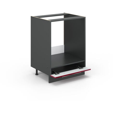 Mobile per forno da incasso Fame-Line, Rosso bordeaux lucido, 60 cm senza piano di lavoro, Vicco