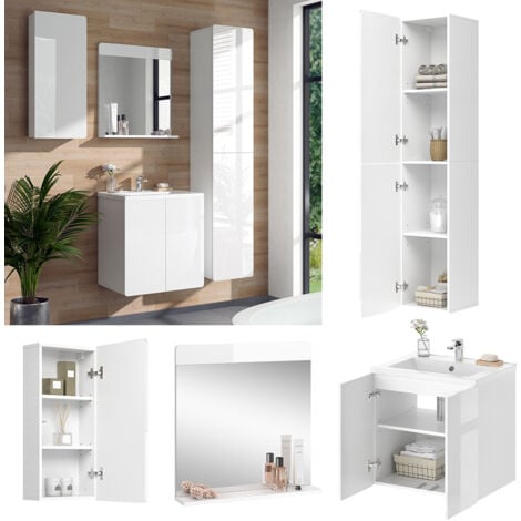 Set di mobili da bagno Aquis bianco/rovere set di 4