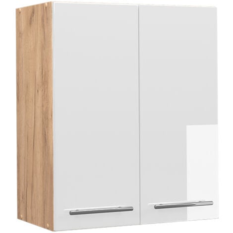 Credenza pensile „Fame-Line“ 60cm Quercia/Bianco lucido Vicco