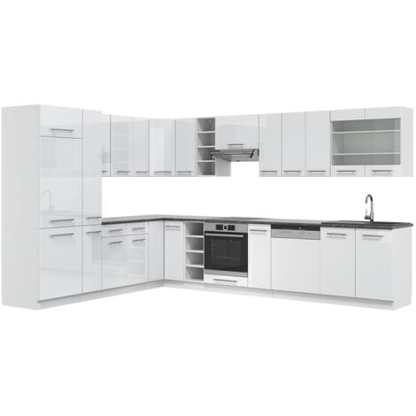 Vicco Cucina Angolare Completa Bianco/Sonoma 207 X 167 Cm , PL Marmo, Rick