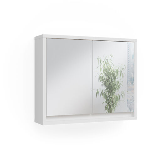 Specchio contenitore bagno Mila, Bianco, 55 x 45 cm, Vicco