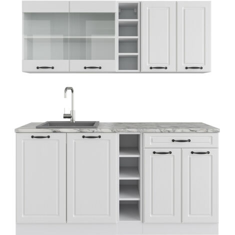 Cucina Monoblocco Vicco R-Line 160cm - Grigio-Blu/Bianco Con Piano Marmo - Foto 12