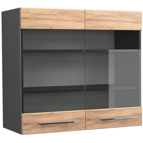 Mobile da cucina in vetro Fame-Line, Quercia dorata, 80 cm, Vicco