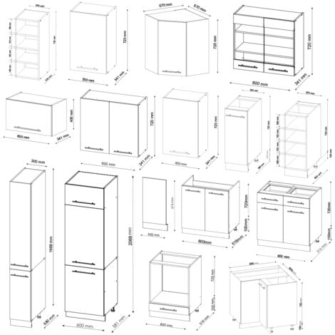 CUCINA angolare „Fame-Line“ 287x227cm quercia/bianco lucido Vicco