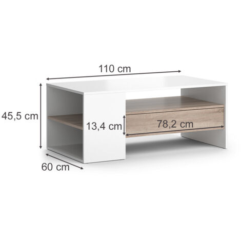 Tavolino Fabien, Bianco, 110 x 45.5 cm, Vicco