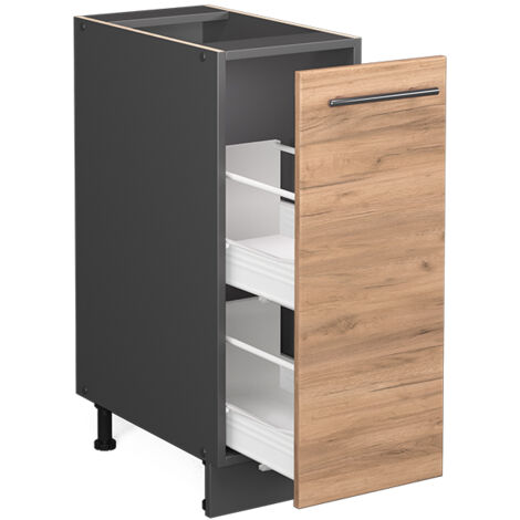 Armadio cucina dispensa alto Fame-Line, Rovere dorato, 30 cm senza piano di lavoro, Vicco
