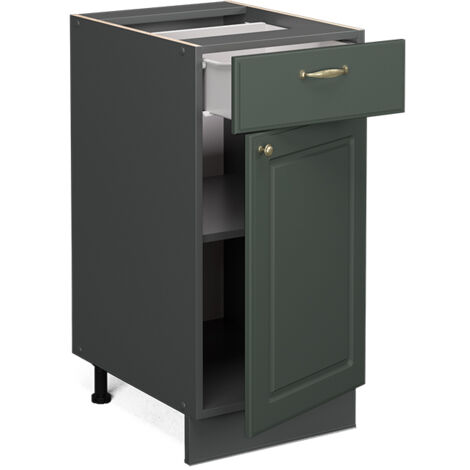 Mobiletto base per cucina Fame-Line, Verde-oro rustico, 40 cm senza piano di lavoro, Vicco
