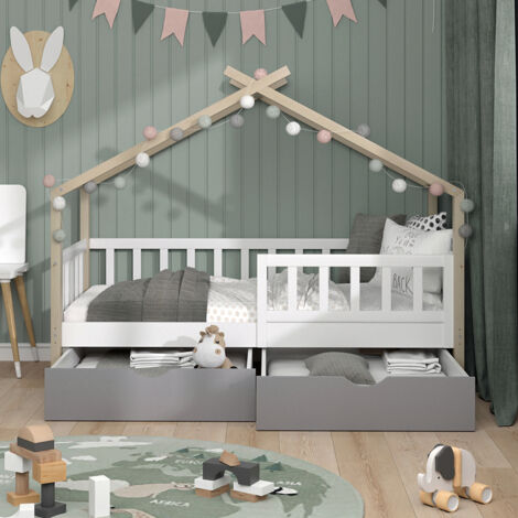 Letto per bambini Design 160x80 bianco + letto per ospiti