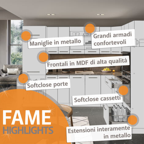 Cucina „Fame-Line“ 355cm bianco/verde stile cottage Vicco