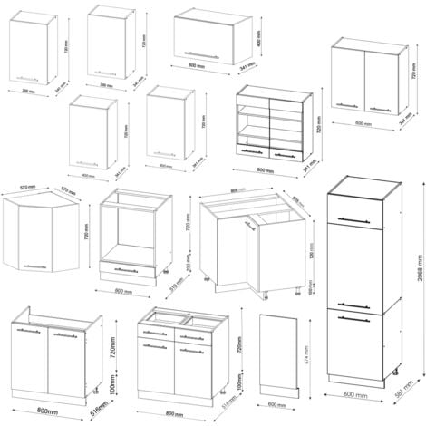 CUCINA angolare „Fame-Line“ 287x227cm quercia/bianco lucido Vicco