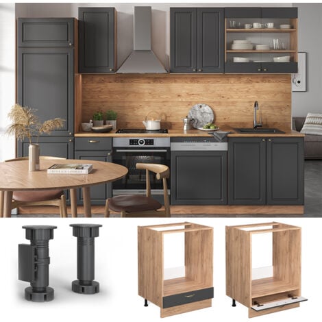 Mobile per forno da incasso Fame-Line, Antracite-oro, 60 cm senza piano di lavoro, Vicco