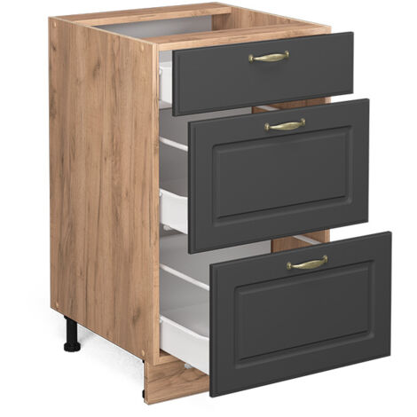 Mobiletto base per cucina Fame-Line, Antracite-oro, 50 cm senza piano di lavoro, Vicco