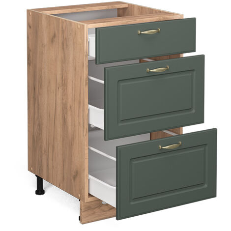 Mobiletto base per cucina Fame-Line, Verde-oro rustico, 50 cm senza piano di lavoro, Vicco