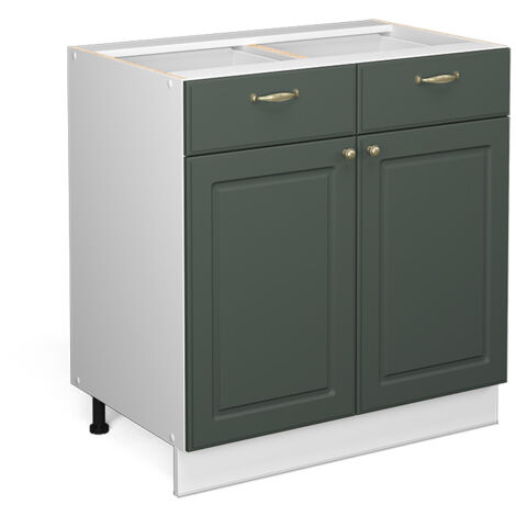 Mobiletto base per cucina Fame-Line, Verde-oro rustico, 80 cm senza piano di lavoro, Vicco