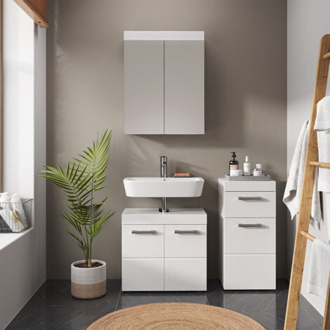 Set di mobili da bagno Viola bianco Set di 3 Vicco