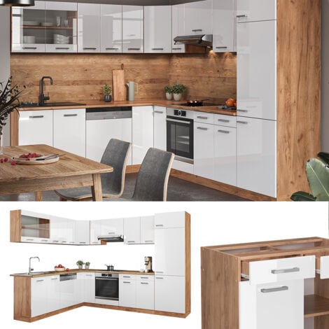 Cucina Angolare „R-Line“ 287x227cm quercia/bianco lucido Vicco