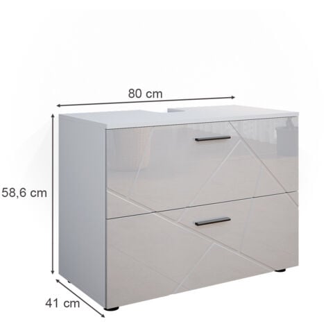 Mobile sottolavabo per bagno Irma, Bianco lucido, 80 x 58.6 cm, Vicco