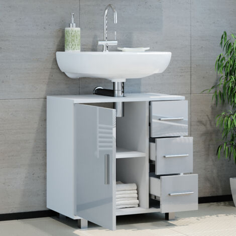 Mobile sottolavabo per bagno Ilias, Bianco lucido, 60 x 60.8 cm, Vicco
