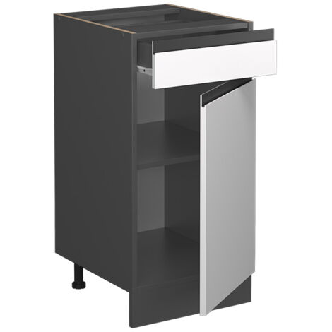 Mobiletto base per cucina R-Line, Bianco, 40 cm Forma a J, senza piano di lavoro, Vicco