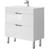 Set di mobili da bagno Clayton, Bianco, 2 parti, mobile base 80 cm, Vicco