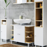 Set di mobili da bagno „Aquis“ bianco/rovere 4 pezzi Vicco