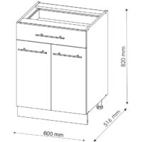 Vicco Mobile lavello cucina R-Line, 80 cm senza piano di lavoro, Rosso lucido/Antracite