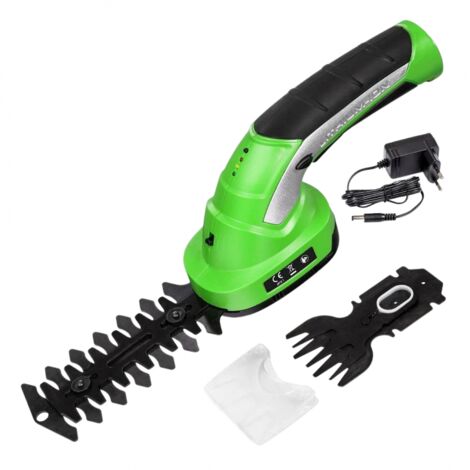 Vert Taille-haie sans fil 2-EN-1 HEDGER - VENTEO - Taille bordure et gazon - Batterie rechargeable - Lames interchangeables - Poignée ergonomique - Lame d'élagage et de tonte (1/5)