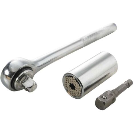 VOREL Clé Universelle Multifonction 3/8" 7-19 Mm - Embouts De Clé 6 Pans Réglable, Outil Robuste En Acier Chrome-Vanadium