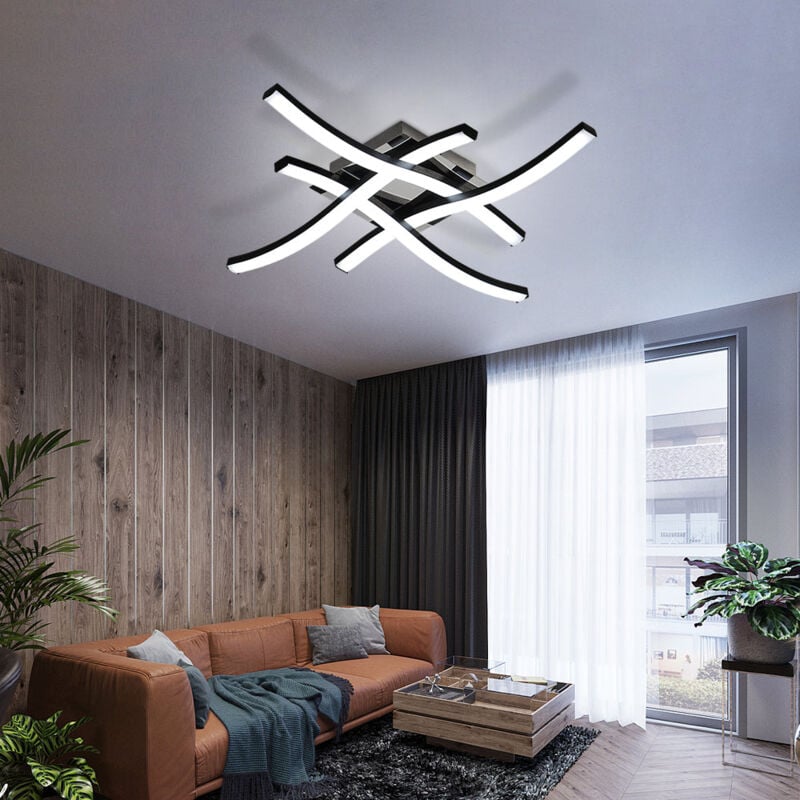 Plafoniera Moderna Lampadario,Lampada da Soffitto da 24W,6500K Luce Bianca  Fredda,4 Wave Design Luce