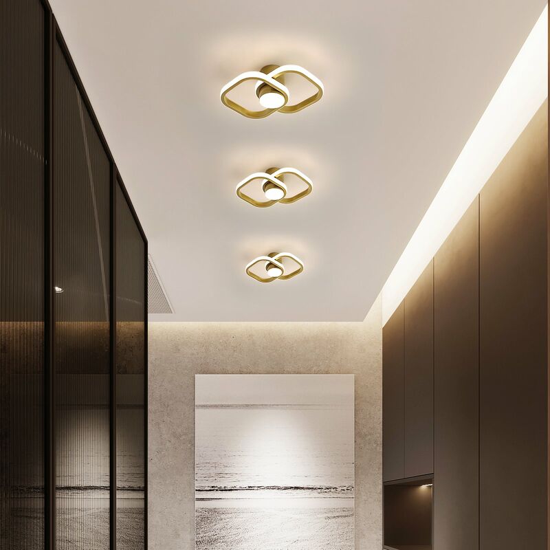 Plafoniera led 22w intrecciato infinito oro lampada da soffitto design  moderno l