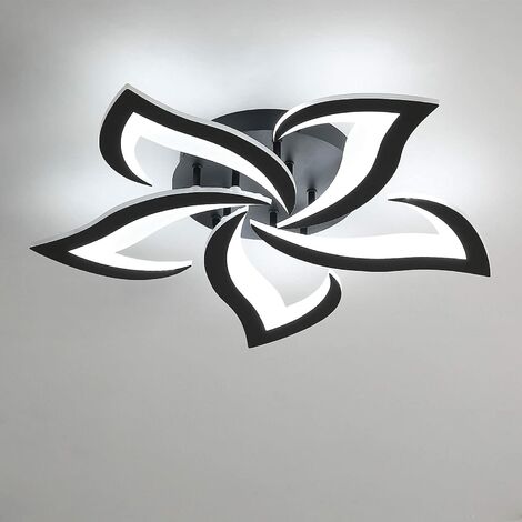 GOECO Plafoniera Led Moderna, 60W Lampada Da Soffitto Creativa A Forma Di Petalo, 6000k Luce Bianca Fredda Plafoniera In Acrilico, per Camera da Letto, Soggiorno, Cucina (Diametro 60cm, Nera)