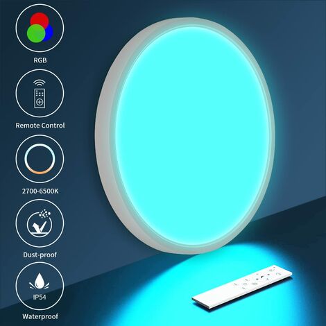 Plafoniera LED Soffitto 24W Dimmerabile Con Telecomando - 13 Colori RGB, Impermeabile IP54 - Per Interni Ed Esterni - Foto 5