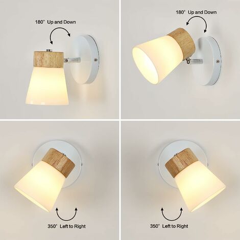 4 Pezzi Applique Da Parete Interno, Moderna Lampada Da Parete Con Paralume Regolabile E27 Edison Per Soggiorno Camera Da Letto Sala Da Pranzo Bianco Opaco 68268019