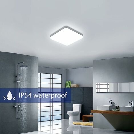 GOECO 2 pezzi Plafoniera LED Bianco Freddo 6000K Quadrato 25x25cm Plafoniera da bagno Impermeabile IP54 Per bagno camera da letto soggiorno cucina