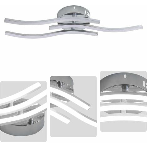 GOECO Plafoniera LED 18W Design moderno Forma d'onda Lampada a Soffitto Bianco Freddo 6000K Per soggiorno, camera da letto, sala da pranzo, ufficio