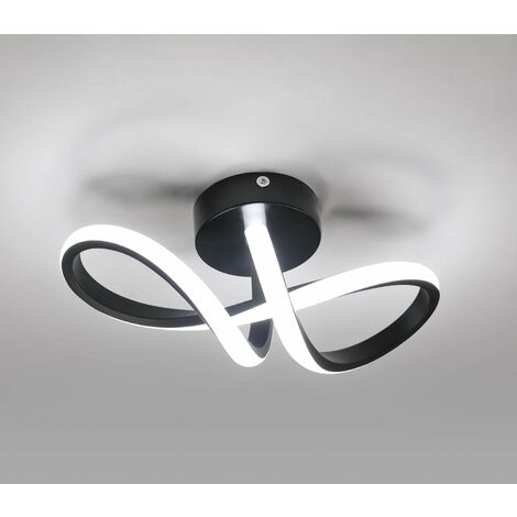 Plafoniera moderna a LED 20W Lampada da parete a LED a forma di 8 Lampada da parete Bianco freddo 6000K per camera da letto, soggiorno, corridoio, ingresso Nero