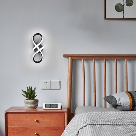 Plafoniera moderna a LED 20W Lampada da parete a LED a forma di 8 Lampada da parete Bianco freddo 6000K per camera da letto, soggiorno, corridoio, ingresso Nero