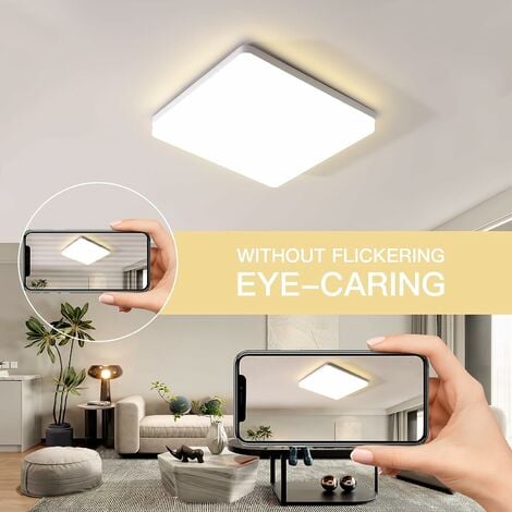 Plafoniera LED 48W Quadrato 30x30cm Plafoniera da bagno Bianco Neutro 4000K Impermeabile IP54 Per bagno camera da letto soggiorno cucina