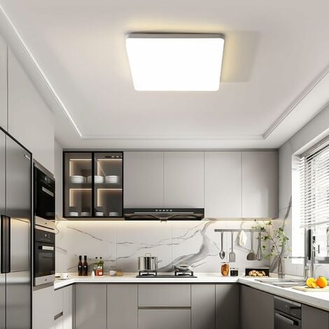Plafoniera LED 48W Quadrato 30x30cm Plafoniera da bagno Bianco Neutro 4000K Impermeabile IP54 Per bagno camera da letto soggiorno cucina