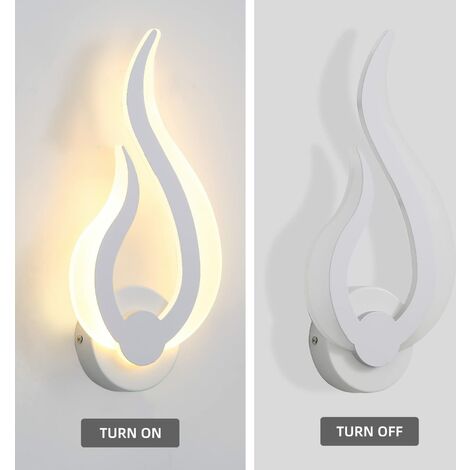 GOECO Applique da Parete Interno, Applique Moderna a LED, 10W, Bianco Caldo 3000K, Forma di Fiamma, Altezza 31cm, Acrilico, Lampada da Parete, per Soggiorno Corridoio Camera da Letto, 220V IP20