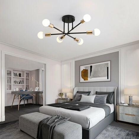 GOECO Lampadario Da Soffitto Vintage, 6 Bracci Lampadario Retrò in Metallo Sputnik Portalampada E27 per Soggiorno Ristorante Studio Bar Camera da Letto(Senza lampadina)