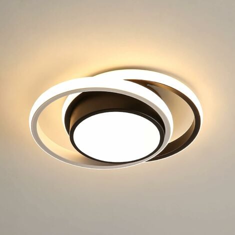 Plafoniera LED, Lampada da soffitto in metallo acrilico, 21W 2 anelli Moderna plafoniera a LED, 3500K per soggiorno, camera da letto, studio