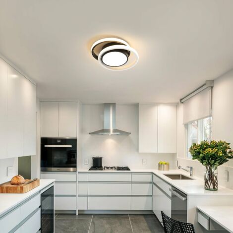 Plafoniera LED, Lampada da soffitto in metallo acrilico, 21W 2 anelli Moderna plafoniera a LED, 3500K per soggiorno, camera da letto, studio