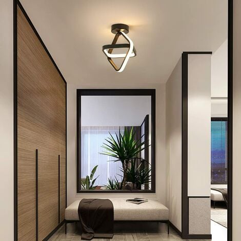 GOECO Plafoniera LED, lampadario moderno quadrato nero da corridoio 24W 2700LM per corridoio balcone, 3000K luce bianca calda, diametro 22CM