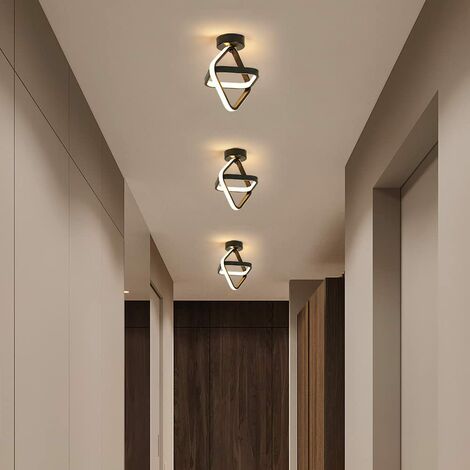 GOECO Plafoniera LED, lampadario moderno quadrato nero da corridoio 24W 2700LM per corridoio balcone, 3000K luce bianca calda, diametro 22CM