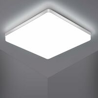 GOECO Plafoniera LED Quadrata, Lampada da Soffitto LED, Plafoniera LED IP44, Lampada da Soffitto Adatta per Bagno Cucina Camera da Letto Corridoio Balcone 48W 6500K (30x30CM)