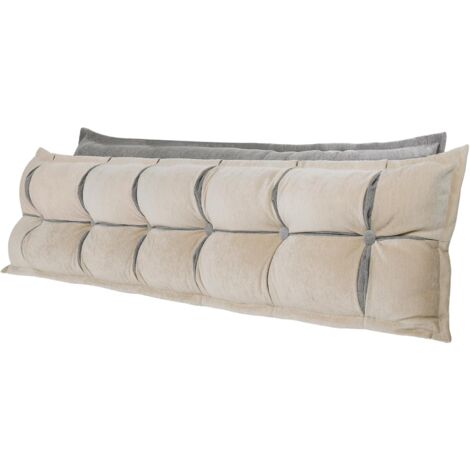 VERCART Coussin de dossier de lit 2 couches, coussin de lecture pour lit et canapé, épais, beige, 200 cm