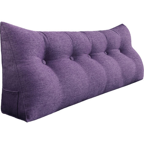 VERCART Coussin de Lecture, Oreiller Traversin Soutien Dorsal, Triangulaire Coussin à Coins, Gros Coussin Canapé, Coussin tête de Lit Dossier, Oreiller de Repos Cale Dos en Lin Violet 160cm